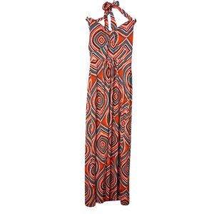 Miss Tina Halter Maxi Dress Size‎ M Colorful Y2K Geometric Print